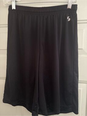 Black Athletic Soccer Shorts with Small Logo